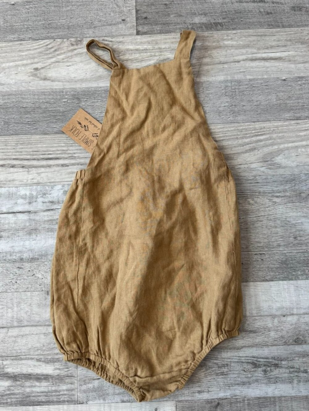 The Simple Folk NWT organic linen overalls romper kid size 9/10 years E49